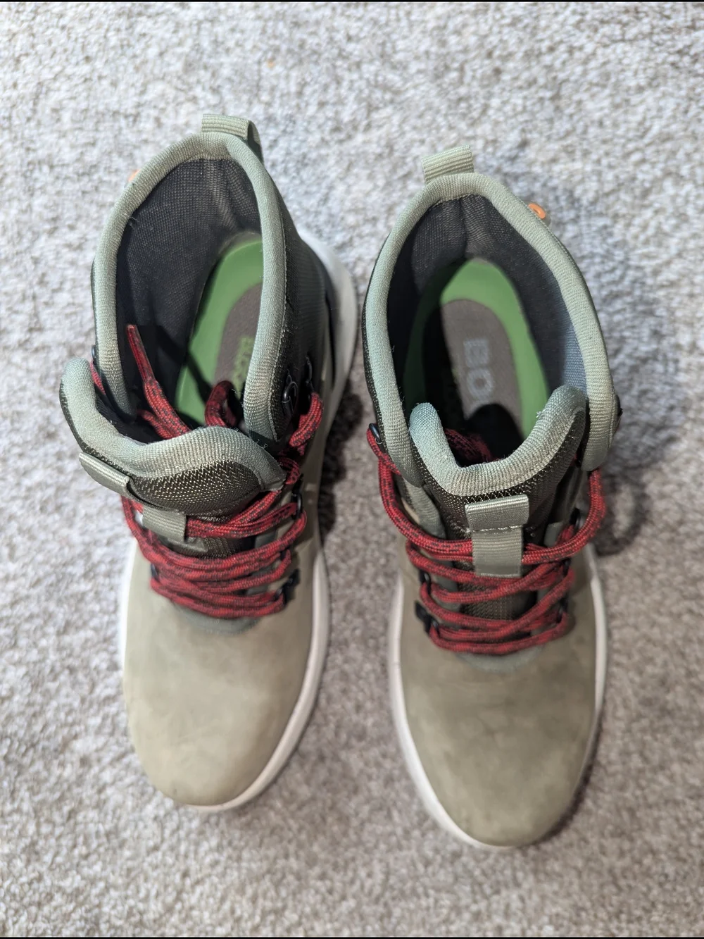 Bogs Cypress Lace Green/Red Leather Bootie 7.5 Composite Toe Work Boots